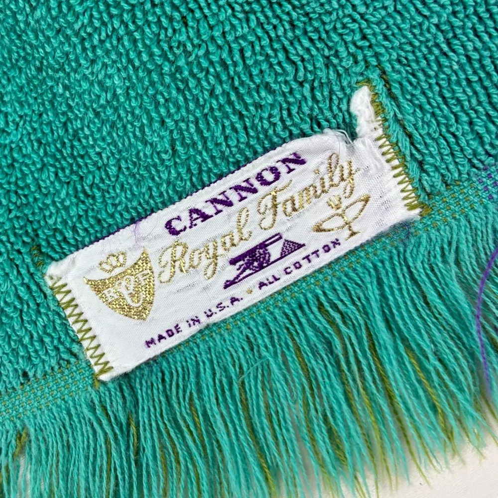 Cannon Royal Family Vintage Green Blue Purple Checkered Bath Towel